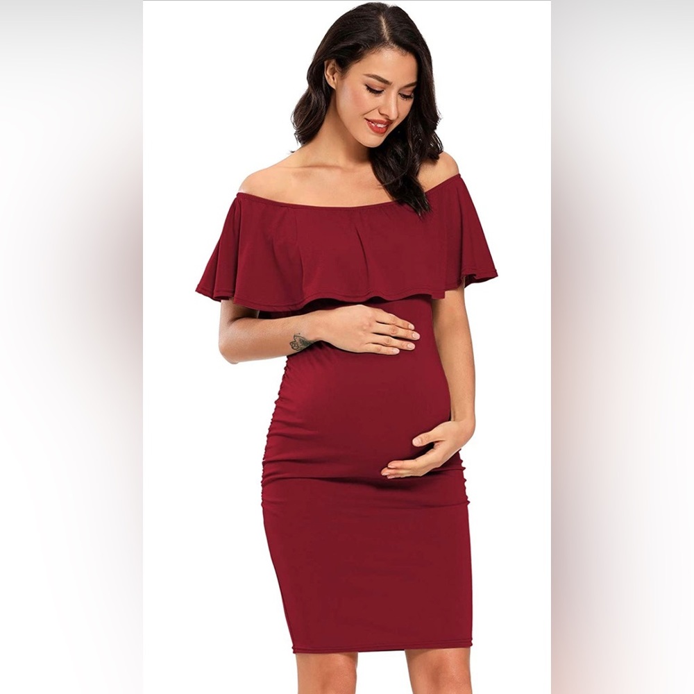 🎉Host Pick🎉 Jezero Women's Maternity ~Off Shoulder Bodycon Dress🤰🏽
